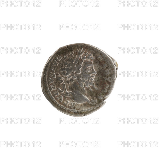 Denarius, Roman, 200 CE. Obverse: SEVERVSAVG PARTMAX — Head of Septimius Severus in a laurel wreath facing right, pearl rim. Reverse: PMTRPVIII COS IIPP — Victoria tiptoes left holding a garland in both hands; at her feet left, a round shield on a pedestal, pearl rim. Roman Empire (27 BCE–476 CE). Coin. Diameter 18.0–19.0 mm; weight 3.30 g.