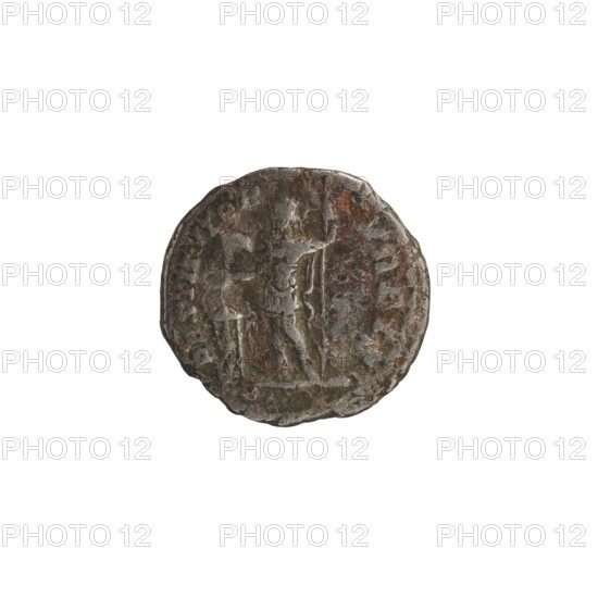 Denarius, Septimius Severus (Roman Emperor; 146–211) — Obv.: Head of Septimius Severus with a laurel wreath facing right, pearl rim. Rev.: RESTITVTOR VRBIS. Emperor in laurel wreath and military dress with cloak over his left shoulder stands straight, head turned left; in his right hand he holds a patera above a burning tripod, in his left hand he holds a spear with the point downwards, pearl rim. Date: 200–201. Roman Empire. Coin: diameter 18.5 mm; weight 2.79 g.