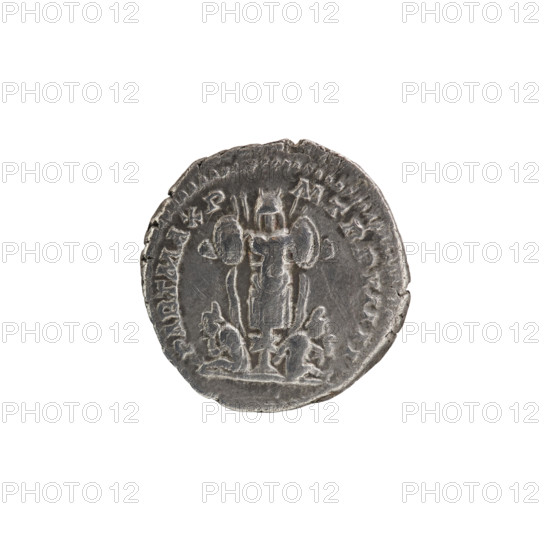 Denarius of Septimius Severus (Roman emperor, 146–211). Obverse: laureate head of Septimius Severus facing right, inscription SEVERVS PIVS AVG, beaded (pearl) rim. Reverse: two prisoners seated facing each other with hands tied behind their backs beneath a trophy, inscription PARTMAXP MTRPVIIII, beaded rim. Roman, ca. 201. Silver coin, diameter ~18.5–19.0 mm, weight 2.95 g.