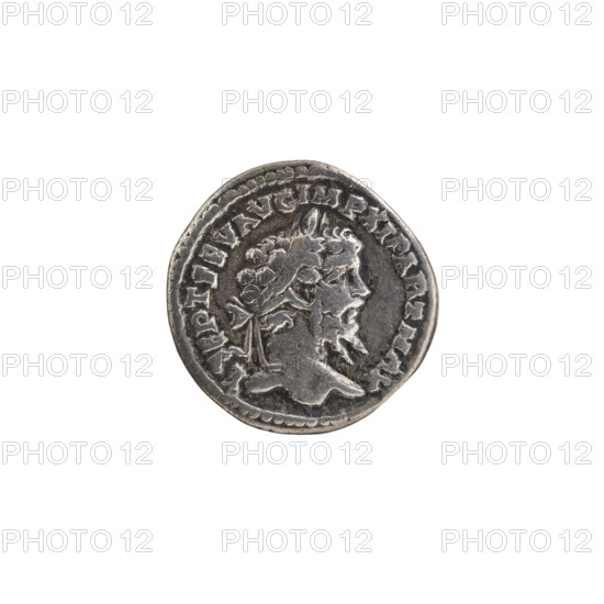 Denarius, Roman Empire, Septimius Severus (146–211). Obverse: head of Septimius Severus in a laurel wreath facing right, pearl rim, inscription LSEPTSEVAVGIMPXIPARTMAX. Reverse: Juno Moneta seated facing left, holding scales in right hand and cornucopia in left, pearl rim, inscription MONET A AVGG. Date: 198–202. Material: silver coin; diameter 17.9 mm, weight 2.90 g.