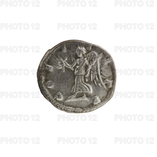 Denarius. Obv.: SEVERVS PIVS. Head of Septimius Severus in laurel wreath facing right, pearl rim. Rev.: COS I I P P. Victoria striding left, holding a wreath in her right hand and a palm leaf in her left, pearl rim. Roman Empire (27 BC–476). Coin. Diameter 18.0–19.9 mm. Weight 3.40 g.