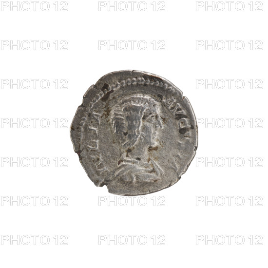 Denarius, Julia Domna (ca. 160–217; Roman empress 193–211). Obverse: IVLIA AVGVSTA — bust of Julia facing right, pearl border. Reverse: MATER AVGG — Cybele seated on a chariot drawn by four lions facing left, pearl border. Date: 198–209. Roman Empire. Coin: diameter 18.0–18.5 mm, weight 2.75 g.