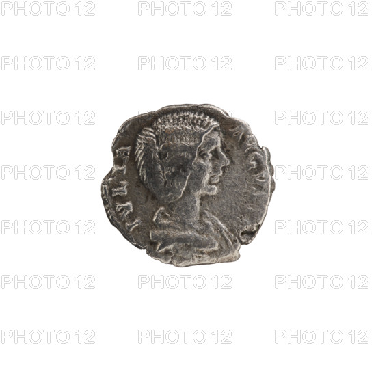 denarius, Julia Domna (ca. 160–217; Roman empress 193–211), Roman Empire. Obv.: IVLIA AVGVSTA — bust of Julia facing right, pearl rim. Rev.: DIANA LVCIFERA — Diana standing left, holding a torch in both hands, pearl rim. Date: 198–209. Material: coin. Dimensions: diameter 15.5–18.0 mm; weight 3.00 g.