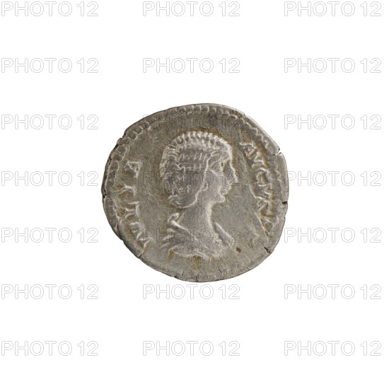 denarius, Julia Domna (ca. 160–217; Roman empress 193–211); Roman Empire; Julia Domna — iconography; Felicitas standing; Felicitas (personification). Obv.: IVLIA AVGVSTA Bust of Julia facing right, pearl rim. Rev.: FELIC ITAS Felicitas standing facing left, holding a caduceus in her right hand and a long scepter in her left, pearl rim. Date: 198–209. Medium/place: Rome, coin. Coin diameter: 17.5–18.5 mm. Weight: 3.00 g.