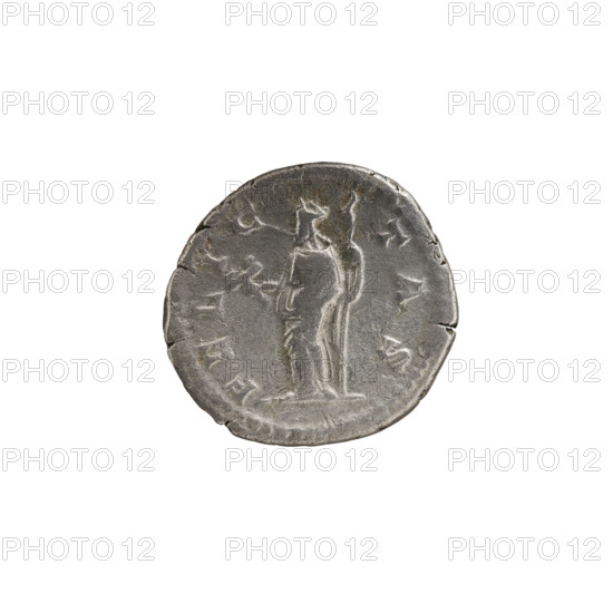 Denarius, Julia Domna (ca. 160–217; Roman empress 193–211), Roman Empire. Obv.: IVLIA AVGVSTA — bust of Julia facing right, pearl rim. Rev.: FELICITAS — Felicitas standing facing left, holding a caduceus in her right hand and a long scepter in her left, pearl rim. Date: 198–209. Culture: Roman Empire (27 BC–476). Place: Rome. Object type: coin. Diameter: 17.5–18.5 mm. Weight: 3.00 g.
