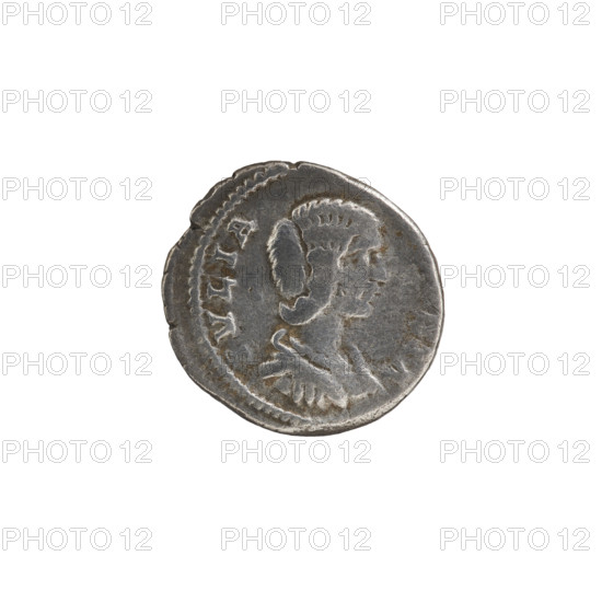 denarius, Julia Domna (ca. 160–217; Roman empress 193–211), Roman Empire; Julia Domna — iconography; Felicitas (personification), Standing Felicitas. Obverse: IVLIA — bust of Julia facing right, pearl rim. Reverse: FELICITAS — Felicitas stands facing left, holding a caduceus in her right hand and a long scepter in her left, pearl rim. Date: 198–209. Place: Rome. Type: coin (denarius). Diameter: 18.0–18.5 mm. Weight: 2.65 g.