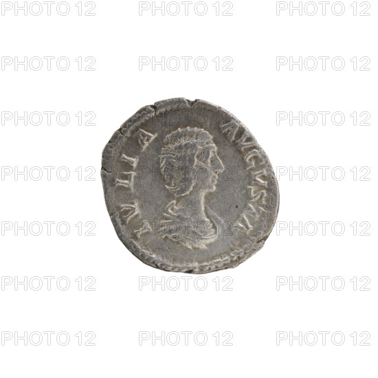 denarius, Julia Domna (ca. 160–217; Roman empress 193–211), Roman Empire, Julia Domna (Roman empress; 193–217) — iconography, Hilaritas (personification), Hilaritas standing (iconographic), Hilaritas standing with a palm and a cornucopia (iconographic). Obv.: IVLIA AVGVSTA Bust of Julia right, pearl border. Rev.: HILARITAS Hilaritas stands straight ahead, head turned left, right hand holds a palm leaf resting on the ground, left hand holds a cornucopia; on either side are small naked figures stretching out their hands to her, pearl rim. 198–209, Roman Empire (27 BC–476), Rome. Coin; diameter 18.5–19.0 mm; weight 3.15 g.