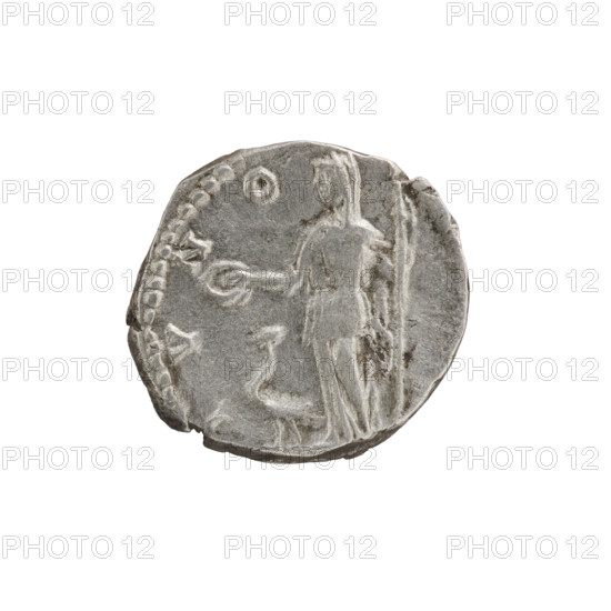 Denarius, Julia Domna (ca. 160–217; Roman empress 193–211), Roman Empire. Obverse: Bust of Julia facing right, pearl border, inscription LIA AVGVSTA. Reverse: IVNO — Juno standing left, holding a patera in her right outstretched hand and a scepter in her left, a peacock at her left facing left, pearl border. Date: 198–209. Material: coin. Diameter: 15.0 mm; weight: 2.90 g.