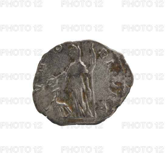 denarius, Julia Domna (ca. 160–217; Roman empress 193–211), Roman Empire. Obv.: IVLIA AVGVSTA — bust of Julia Domna facing right, pearl border. Rev.: IVNO REGINA — Juno standing left, holding a patera in her right outstretched hand and a sceptre in her left, a peacock to left, pearl border. Date: 198–209. Medium: coin. Diameter: 15.0–17.5 mm. Weight: 2.70 g.
