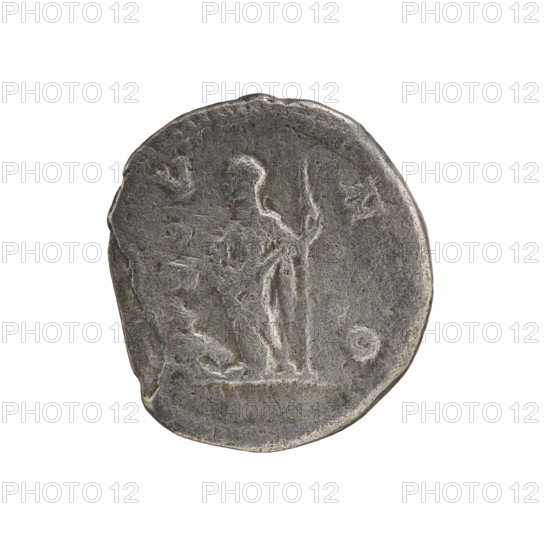 Denarius, Julia Domna (ca. 160–217; Roman empress 193–211). Obverse: IVLIA AVG, bust of Julia Domna facing right, pearl border. Reverse: VNO, Juno standing left holding a patera in her right outstretched hand and a scepter in her left; peacock to left, pearl border. Date: 198–209. Roman Empire (27 BC–476). Rome. Coin; diameter 16.5–18.5 mm; weight 2.60 g.