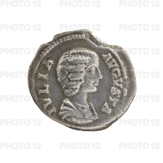 denarius, Julia Domna (ca. 160–217; Roman Empress 193–211), Roman Empire. Julia Domna (Roman Empress; 193–217) — iconography: Pietas (personification). Obv.: IVLIA AVGVSTA — Bust of Julia Domna facing right, pearl rim. Rev.: PIETAS PVBLICA — Pietas in a veil stands straight ahead, head turned left, both hands raised in prayer; at her feet a burning altar decorated with garlands, rim pearl. Date: 198–209. Roman Empire (27 BC–476), Rome. Coin: denarius; diameter 17.5–19.5 mm; weight 2.65 g.