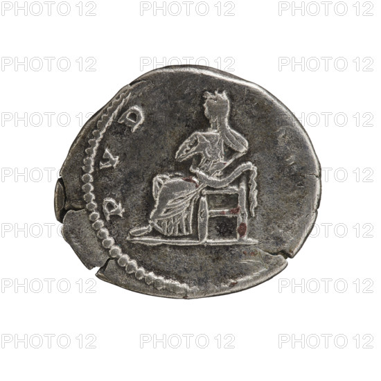 denarius, Julia Domna (ca. 160–217; Roman Empress 193–211), Roman Empire. Julia Domna (Roman Empress; 193–217) — iconography. Pudicitia (personification), Modesty (Pudicitia; personification), Seated Pudicitia. Obv.: IVLIA AVGVSTA — Bust of Julia Domna facing right, pearl border. Rev.: PVD — Pudicitia in a long robe and veil sitting facing left, right hand on her chest, left hand on the back of a chair, pearl border. Date: 198–209. Place: Rome. Object: coin (denarius). Coin diameter 18.0 mm / 20.5 mm, weight 3.15 g.