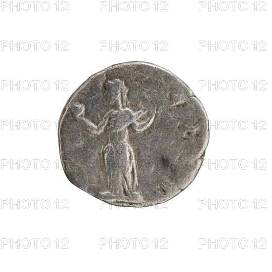 denarius, Julia Domna (ca. 160–217; Roman empress 193–211). Obverse: AVGVSTA, bust of Julia Domna facing right, pearl border. Reverse: FELIX, Venus standing left, holding an apple in her right outstretched hand, unwinding the folds of her robe with her left. Date: 198–209. Roman Empire (27 BC–476). Rome. Coin; diameter 15.5–16.0 mm, weight 2.65 g.