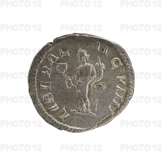 Denarius, Caracalla (188–217; Roman emperor 198–217). Obverse: ANTONINVS PIVS AVG GERM — Head of Caracalla with laurel wreath facing right; pearl border. Reverse: LIBERAL AVGVSTI — Liberalitas standing facing forward, head turned left, holding an abacus in his right hand and a cornucopia in his left; pearl border. Date: 213–217 CE. Roman Empire. Rome. Coin. Diameter: 17.5–19.0 mm. Weight: 2.70 g.