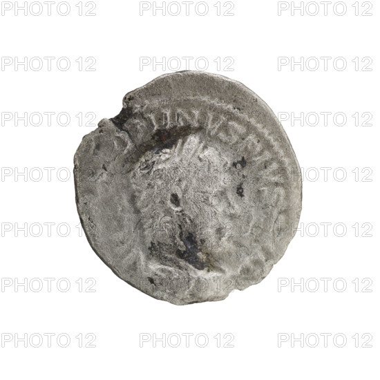 Denarius of Elagabalus (reigned 218–222 CE), Roman Empire. Obverse: Bust of Elagabalus with laurel wreath and paludamentum facing right; inscription 'ONINVS PIVS AVG'; pearl border. Reverse: LIBERALITAS AVG III; Liberalitas (personification) standing left, holding an abacus in her right hand and a cornucopia in her left; pearl border. Date: 220–222 CE. Coin: diameter 18.0 mm, weight 2.07 g.