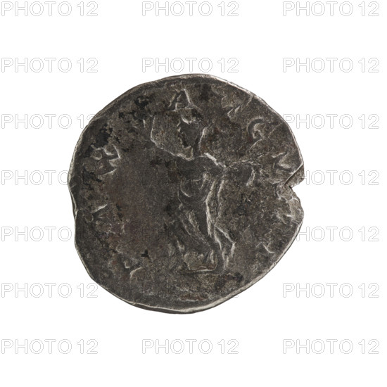 Denarius of Elagabalus (reigned 218–222 CE), Roman Empire. Obverse: IMP ANTONINVS PIVS AVG — bust of Elagabalus wearing laurel wreath and paludamentum, facing right; pearl border. Reverse: PAX AVGVSTI — Pax walking left, holding a branch in her right hand and a scepter in her left; pearl border. Date: 220–222 CE. Coin; diameter approx. 17.5–18.0 mm; weight 2.15 g.