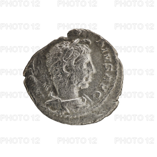 Denarius of Elagabalus (reign 218–222). Obverse: IMP A, PIVS AVG — Bust of Elagabalus with laurel wreath and paludamentum facing right; pearl rim. Reverse: MMVSSA CERDOS AVG — Elagabalus standing left, wearing a laurel wreath and long robe, holding a patera above an altar in his right hand and a mace in his left; star in left field; pearl rim. Date: 220–222 CE, Rome, Roman Empire. Medium: silver coin. Dimensions: diam. 17.0–18.5 mm; weight 2.38 g.
