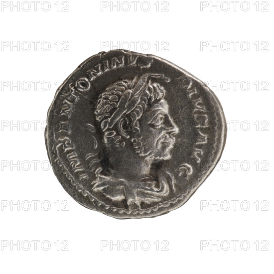 Denarius, Elagabalus (204–222; Roman emperor 218–222). Obverse: IMPANTONINVS PIVS AVG — Bust of Elagabalus with laurel wreath and paludamentum facing right; pearl rim. Reverse: PMTRPIIIICOSIIIPP — Elagabalus with laurel wreath stands facing left, holds a patera above an altar in his right hand and a mace in his left hand; star in left field at top; pearl rim. Date: 221. Roman Empire (27 BC–476). Rome. Coin; diameter 18.5–19.5 mm; weight 3.45 g.