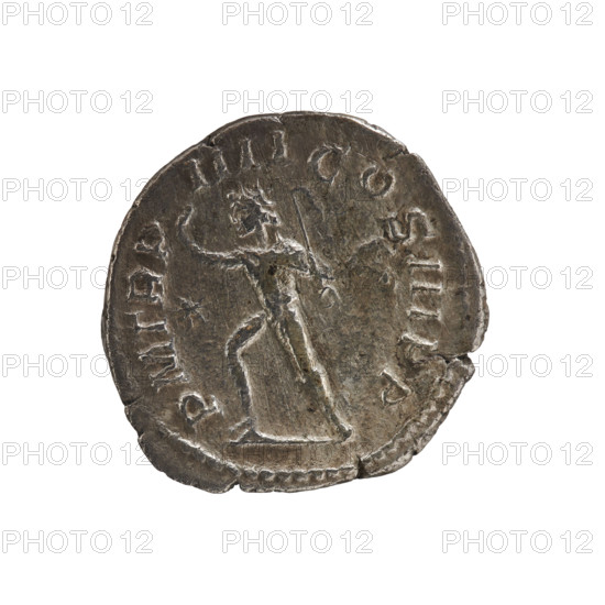 Denarius, Elagabalus (reigned 218–222). Obverse: IMP ANTONINVS PIVS AVG — Bust of Elagabalus with laurel wreath and paludamentum facing right, pearl rim. Reverse: PM TR P IIII COS II P P — Naked figure with a cloak on his shoulders running left, right hand raised, holding a whip in his left hand, star in the left field, pearl rim. Date: 221. Roman Empire (27 BC–476). Rome. Coin. Diameter 18.0–18.5 mm, weight 2.65 g.