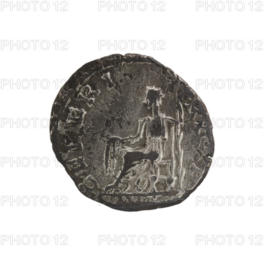 denarius (subaerate), Elagabalus (204–222; Roman emperor 218–222). Obv.: IVLIAMAESAAVG — draped bust of Julia Maesa facing right, pearl border. Rev.: CERERI — Ceres sitting on a chair facing left, holding a garland in her right hand and a staff in her left, pearl border. Date: 218–223. Roman Empire (27 BC–476). Coin: diameter 17.0–18.0 mm, weight 2.55 g.