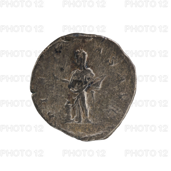 Denarius, Elagabalus (reign 218–222 CE). Obverse: Draped bust of Julia Maesa facing right, pearl rim, inscribed 'IVLIA MAESA AVG.' Reverse: Pietas standing left, holding a patera over an altar at left and an incense box, pearl rim, inscribed 'PIETAS AVG.' Roman Empire, ca. 218–223 CE. Coin; diameter 18.0 mm, weight 2.05 g.