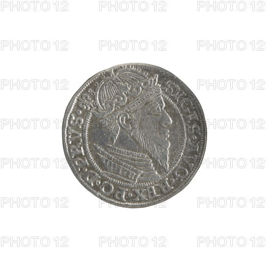 Gdansk trojak, Sigismund II Augustus (King of Poland; 1544–1572), Jagiellonian dynasty; obverse: crowned male bust in profile turned right, rim inscription terminating in a lily: SIGIS.AVG.REX.PO.D.PRVS; reverse: below the numeral .III. inscription GROSS.AR/TRIP.CIVI/GEDANEN; below the year .15-57. separated by a shield with the coat of arms of Gdansk; dated 1557; Poland, Gdansk; coin.