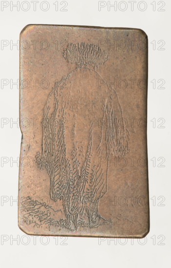 Man in a Coat, Norblin de la Gourdaine, Jean Pierre (1745–1830), graphic artist; Witke-Jezewski, Dominik (1862–1944). French, Polish. Subject: figures, men, human types, male figure studies, figure studies, prints. Date: ca. 1778–1787. Medium: graphic; graphic matrix/plate. Dimensions: height 1.9 cm, width 1.2 cm, thickness 0.1 cm.