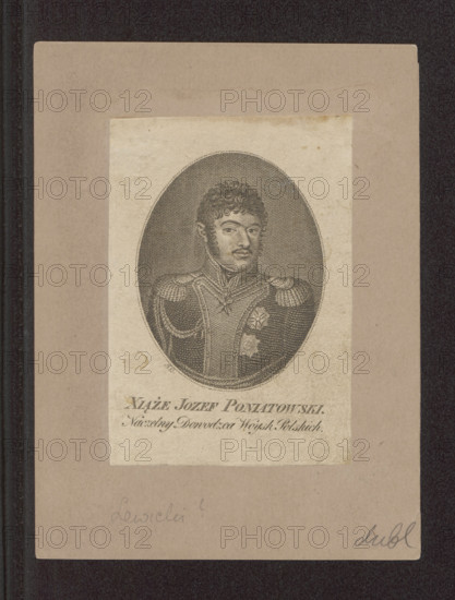 Portrait of Prince Józef Poniatowski; Jan Nepomucen Lewicki (1795–1871), graphic artist; Waclaw Lasocki (1837–1921); Poniatowski, Józef Antoni (1763–1813) — iconography; male portrait, bust; Poland; Polish graphic art; Order of the Legion of Honour; Napoleonic era (1799–1815); ca. 1830; Warsaw; graphic print (graphics); height 10 cm, width 7 cm