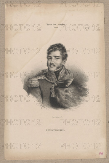 Portrait of Prince Józef Poniatowski, Julien, Bernard-Romain (1802–1871), graphic artist; ca. 1830, Paris; French graphic art; graphic print; subject: bust/portrait of Poniatowski, Józef Antoni (1763–1813); Napoleonic era (1799–1815); Polish; graphic print; height 10.7 cm, width 0.7 cm; dated 4 February 1924 (date of acquisition).
