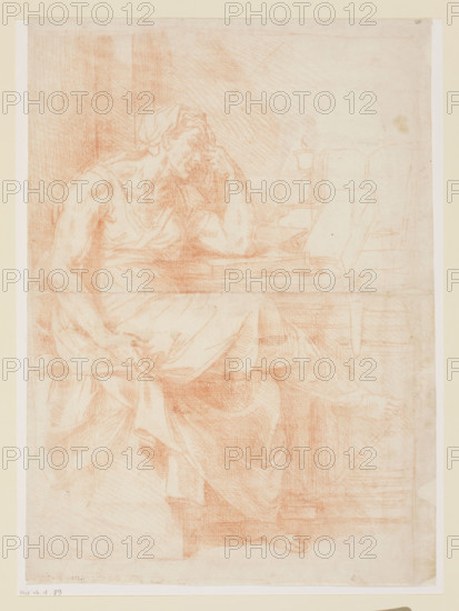 Arch with figural decoration on the sides and a cartouche in the middle; draughtsman Aurelio Luini (1530–1593); sculptor Gian Andrea Biffi (1580/81–1631); Bonola Codex; on the Codex page in pen, in Bonola's handwriting: 'Andrea Biff.o Scultore'; 16th century (2nd half), Milan; drawing; height 14 cm, width 22.8 cm.