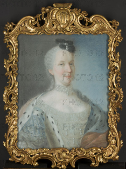 Portrait of a Lady in a Blue Dress with a Muff; Léon-Pascal Glain (ca. 1715–ca. 1775); pastel on paper; French pastels; female portrait of a woman holding a muff; dated 1755; France; height 70 cm, width 60.3 cm.