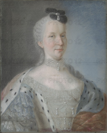 Portrait of a Lady in a Blue Dress with a Muff; Léon-Pascal Glain (ca. 1715–ca. 1775); pastel, 1755; French pastel portrait of a woman; height 70 cm, width 60.3 cm.