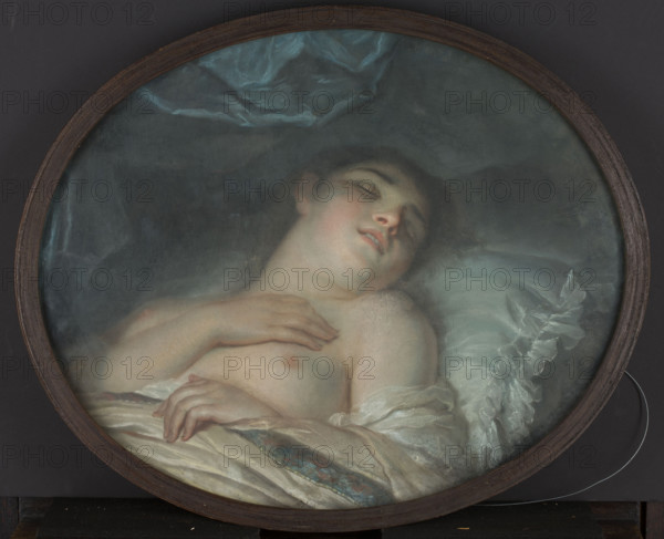 Sleeping Woman; painter: Anna Rajecka (ante 1762–1832); subject: dream, allegory of dream, female nude; medium: pastel (French pastels), French drawing; date: after 1788.