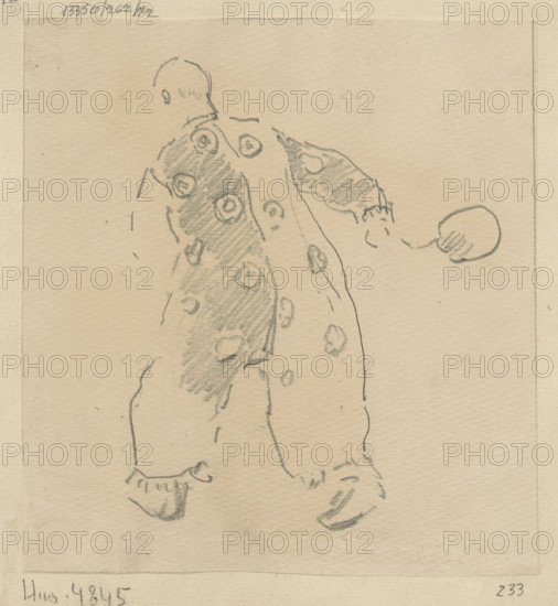 Clown, Tanski, Czeslaw (1862–1942), illustrator; Witke-Jezewski, Dominik (1862–1944); 1884–1887; drawing; height 16.4 cm, width 15.1 cm.