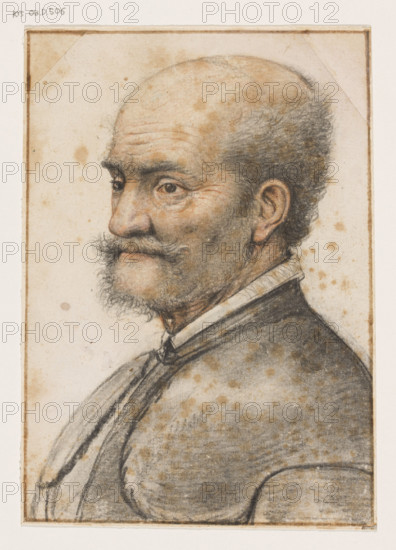 Bust of a Man in Armour, Lagneau, Nicolas (fl. ca. 1590–ca. 1610), draughtsman; crayon portrait; male portrait; French pastels; armour (costume); before 1650; France; drawing; height 19.6 cm; width 16.4 cm