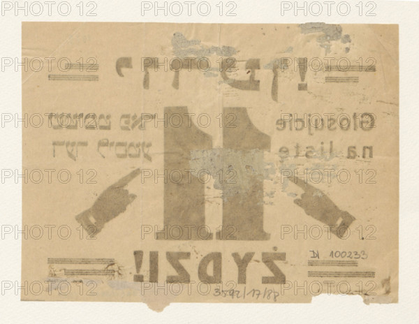 Leaflet calling on Jews to vote for list no. 11 of the Provisional Jewish National Council in the elections to the Legislative Sejm of the Republic of Poland in 1919. Printed in Hebrew and Polish. Provisional Jewish National Council (1918-?), Legislative Sejm (1919-1922), 1919, leaflet, height 14.9 cm, width 20.2 cm