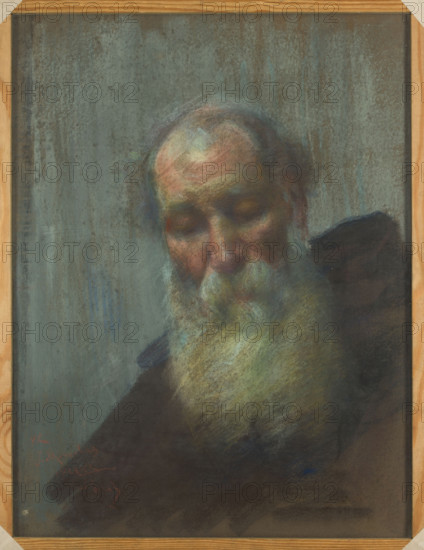Portrait of a Bearded Old Man, Jan Miroslaw Peske (1870–1949), Polish/French. Male portrait study, ca. 1892, Paris. Pastel on paper, 65.7 × 50.0 cm.