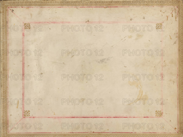 Topographical photo album of Rome with 56 photos, photograph album, scrapbook, Photo album with 56 photos on 58 pages. Depicted are squares, buildings, halls, and sculptures in Rome and Vatican City, including the Sistine Chapel, ruins of buildings on the Roman Forum, and the River Tiber. The name of a creator is mentioned on only 1 photo; the photographer of the remaining photos is anonymous. A line of text is printed with each photo, describing what is depicted in the photo., retailer's mark: 'ENRICO ANDERSEN, 30, VIA DUE MACELLI, 35, ROMA', compiler (person in literature): anonymous, Italy (possibly), Rome, c. 1895, compiler (person in literature), photographer, Italy, pasteboard, biological material, parchment (animal material), paper, albumen print, color on edge, decorated paper, gold print, oblong cardboard scrapbook, covered with white parchment with decorative border printed in gold, endpapers covered with ornamental paper, cardboard sheets with red on edge, height 281 mm x wi...
