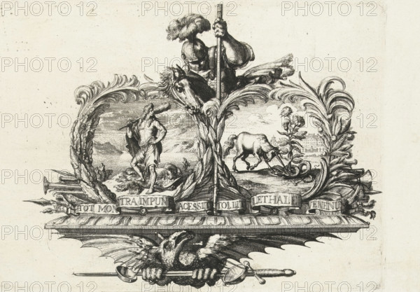 Allegory on the Salvation of England by William III and Mary II Stuart, 1688, print, propaganda print, Allegory on the Salvation of England by Prince William III and Princess Mary II Stuart, November 1688. Emblem with William III on the left as the Dutch Hercules, on the right an English unicorn (Princess Mary II Stuart) kills the snake wrapped around an English rose. Above, a knight (Saint George) thrusts a lance at a dragon holding a sword and scales in its claws. Pasted below the print is a text sheet with verses in 2 columns, printmaker, publisher, Amsterdam, Northern Netherlands, paper, etching, letterpress printing, etching with text in letterpress, height 452 mm x width 312 mm, Person, Maria II Stuart (Queen of England, Scotland, and Ireland), William III (Prince of Orange and King of England, the warrior martyr George, possible attributes: banner (red cross on white field), (red) cross, dragon, (white) horse, broken lance, shield (with cross), sword, unicorn, Hercules as person...