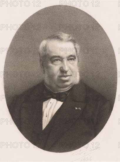 Portrait of an unknown man, print, printmaker: Auguste Danse (signed by artist), 1884, paper, chine collé, etching, engraving, height 266 mm x width 207 mm, anonymous historical person named alone, A monochrome oval portrait of an older man shown from the chest up wearing a dark suit with a bow tie and a light-colored shirt, his face framed by short hair and prominent sideburns, with a calm expression and eyes looking slightly to one side, set against a textured background within the oval.