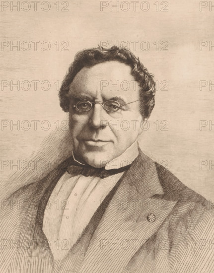 Portrait of Emile Masquelier, alderman of Mons, print, annotation: '1er état', printmaker: Auguste Danse (signed by artist), 1889, paper, etching, intaglio printmaking technique, height 267 mm x width 211 mm, Person, Emile Albert André Martin Joseph Masquelier, historical person, - historical person, portrayed alone, A detailed sepia-toned engraved portrait of a man shown from the chest upward, featuring wavy dark hair, round eyeglasses, and a high-collared shirt with a bow tie beneath a suit jacket; fine engraving lines create shading and texture on the face, hair, and clothing, and a small circular pin is visible on the jacket lapel.