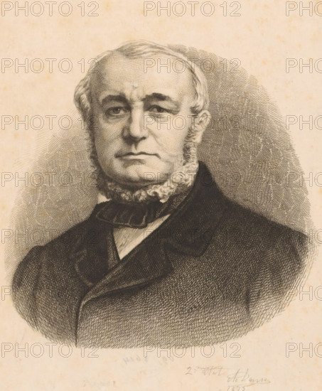 Portrait of BNJ Olin, print, annotation: '2me état', annotation: '3 expl', printmaker: Auguste Danse (signed by artist), 1875, paper, etching, drypoint, height 234 mm x width 191 mm, BNJ Olin is possibly the papermaker and bookbinder., Person, BNJ Olin, historical person, - historical person, depicted alone, A sepia-toned engraved portrait of a middle-aged man shown from the chest up, with a rounded face, short wavy hair, and bushy sideburns framing his cheeks and chin, wearing a dark coat and a high-collared shirt with a visible neckcloth; his expression is neutral, his eyes looking forward, and the background is filled with fine engraved lines creating a textured halo around his head, while the paper shows light aging and spotting.