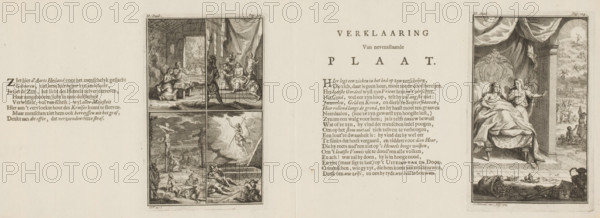 Rich man on his deathbed prepares for the Last Judgment (right plate), Nativity, Mocking, Crucifixion and the Resurrection of Christ (left plate), print, book illustration, Numbered on print on the left side of the sheet: Part II, Page: 131. On print on the left side of the sheet: II. Part., Page: 123., watermark, printmaker: Johannes Folkema, publisher: Jacobus Verheyde (I), Amsterdam, 1723, paper, etching, letterpress printing, two etchings with text in letterpress on a folded sheet, proof, height 129 mm x width 82 mm x height 130 mm x width 83 mm, height 162 mm x width 207 mm x width 412 mm, Proofs for: Roeland van Leuve. Roeland van Leuve's Miscellaneous Works. Amsterdam: Jacobus Verheyden, 1723., deathbed, Last Judgment, the crucifixion of Christ: Christ's death on the cross, Golgotha (Matthew 27:45-58, Mark 15:33-45, Luke 23:44-52, John 19:25-38), mockings of Christ, who may be blindfolded, Resurrection of Christ, birth and youth of Christ, On the left side of the image there is ...