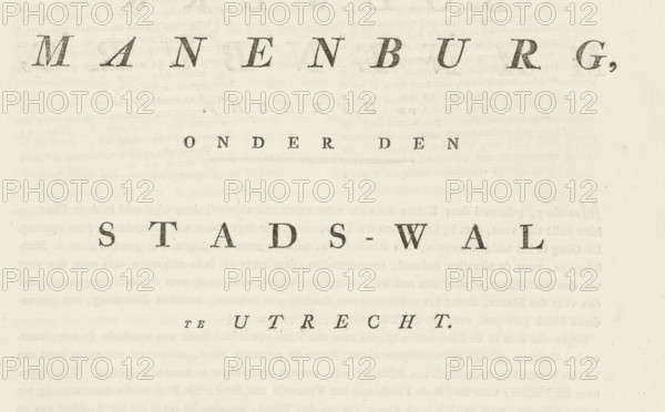 Folding page for: Manenburg, under the City Wall in Utrecht, text sheet, under the City Wall in Utrecht. From: Collection of Architecture and Sculpture. On the inside: Explanation of the plate depicting the Manenburg bulwark in Utrecht., printmaker: Willem Hendrik Hoogkamer, publisher: WF Stamrood, Utrecht, dedicated to: William I of the Netherlands, dedicated by: Pieter Barend, 1815 - 1843, paper, letterpress printing, text in letterpress, height 445 mm x width 281 mm, under the City Wall in Utrecht. From: Collection of architecture and sculpture, and many other rarities, from the earliest days to the present time in the Kingdom of the Netherlands. Utrecht: WF Stamroot.