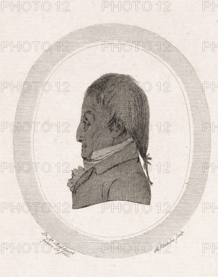 Portrait of Jan Yver, print, Portrait of the Amsterdam art buyer and publisher Jan Yver., printmaker: Reinier Vinkeles (I), Amsterdam, after design by Sara Agatha Boddaert, 1790 - 1813, paper, etching, engraving, etching and engraving, height 0 mm x width 0 mm, Person, Jan Yver, A monochrome engraved profile of a person facing left, showing a head with short hair pulled back into a tied queue and detailed facial features, a high collar and layered clothing around the neck, all rendered with fine crosshatching and stippling inside an oval frame that has closely spaced horizontal lines on its border, set against a textured light background.