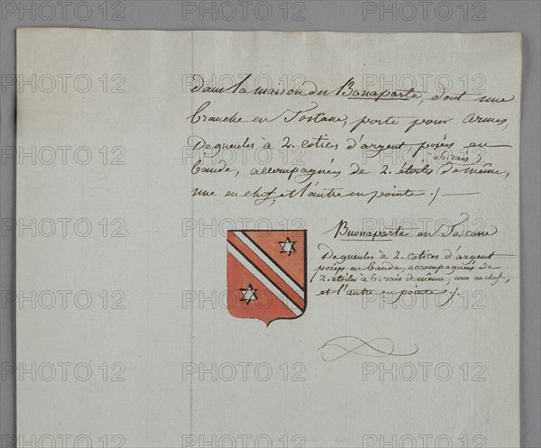 Manuscrit Héraldique de la famille Bonaparte