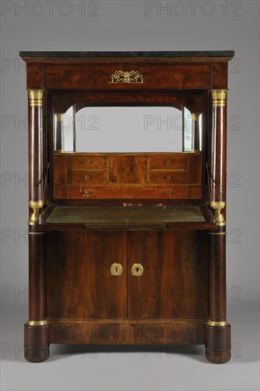 Writing desk forming a safe-deposit box