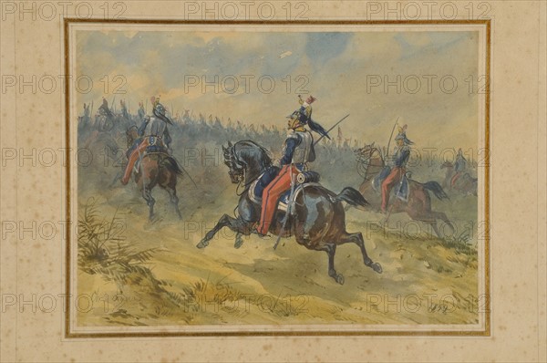 De Luna, 'Dragon sur le champ de bataille' (Dragon on the battlefield), 1852