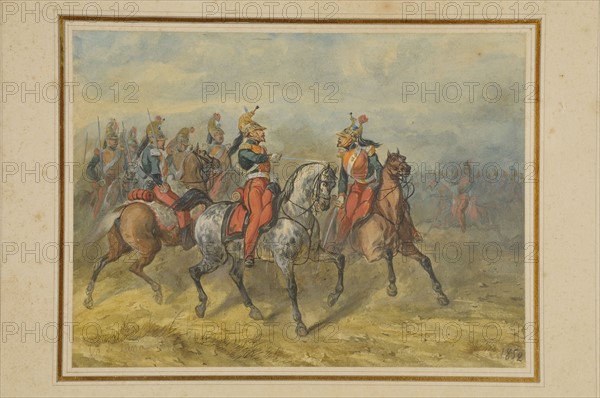 De Luna, 'Cuirassier à la charge' (Cuirassier attacking), 1852