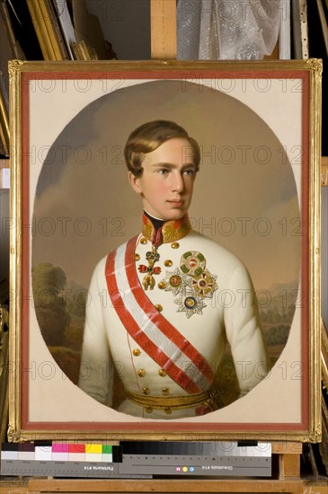 Kupelwieser (att.), "Portrait de François-Joseph 1er d'Autriche en buste"